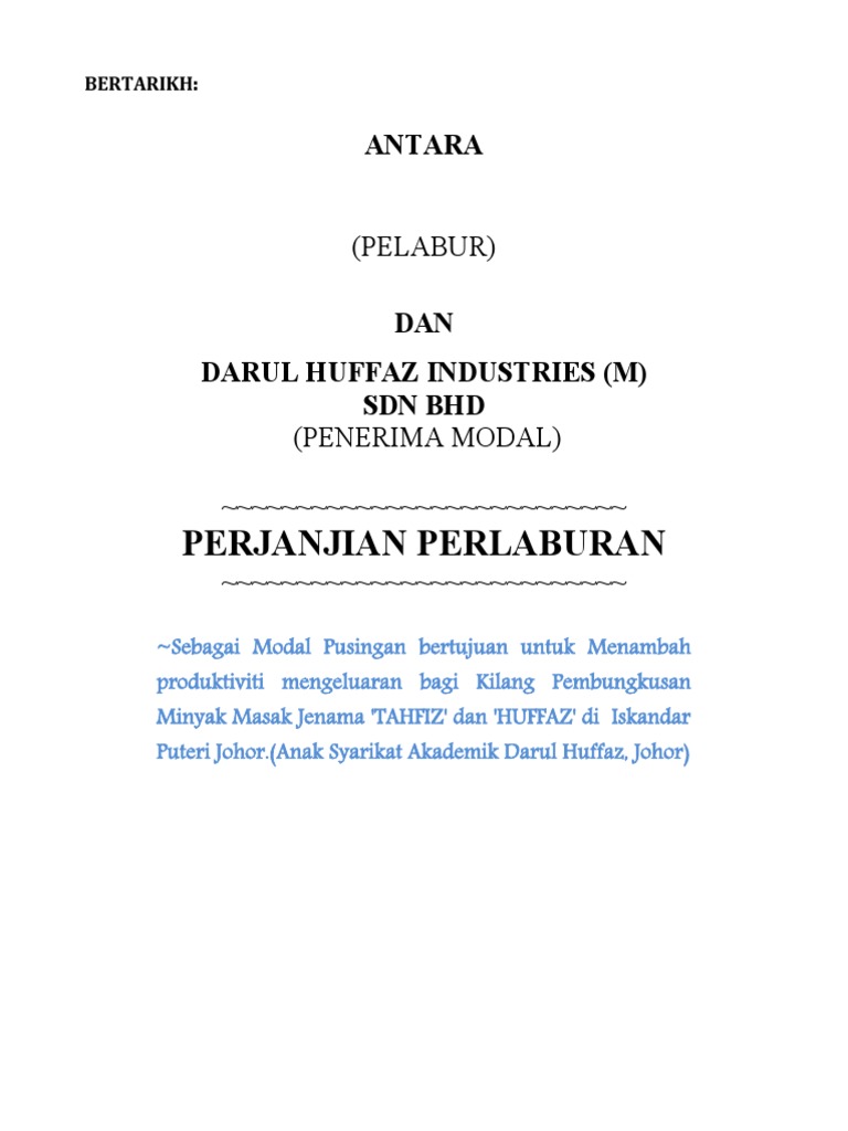 Perjanjian Pelaburan | PDF