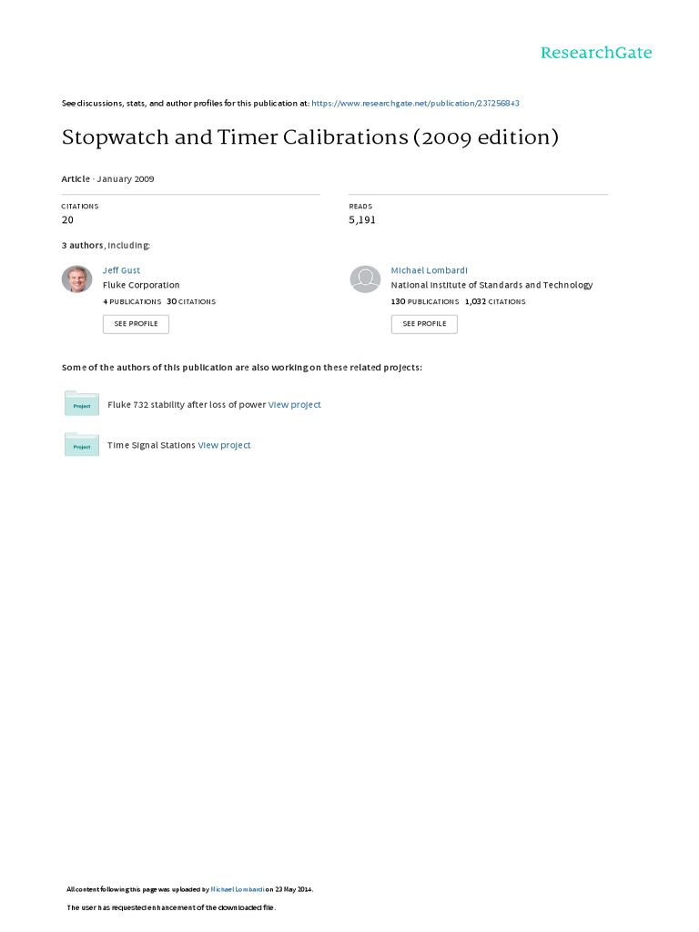 Stopwatch and Timer Calibrations 2009 Edition PDF