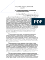 Iser, El proceso de la lectura (selección) para Teoría y Análisis Literarios y Culturales I