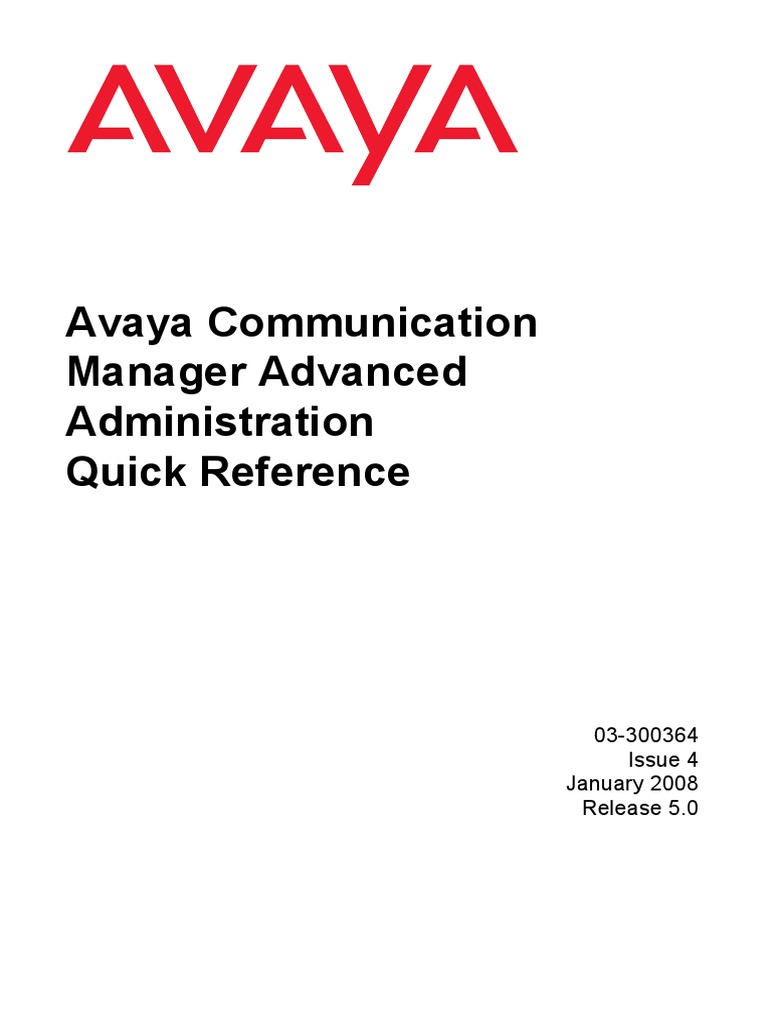 Avaya Communication Manager Advanced Admin Quick Reference PDF