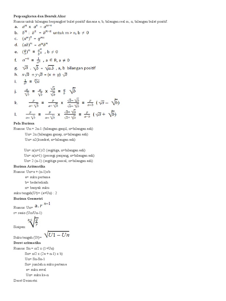 Kumpulan Rumus Matematika Kelas 9 | PDF