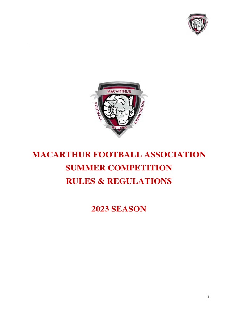 MFA Summer Football 2023 Rules and Regulations 1 | PDF
