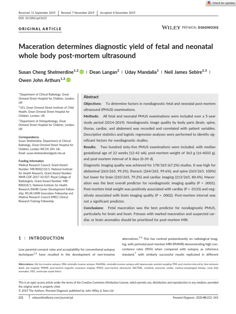 Maceration Determines Diagnostic Yield of Fetal and Neonatal Whole Body