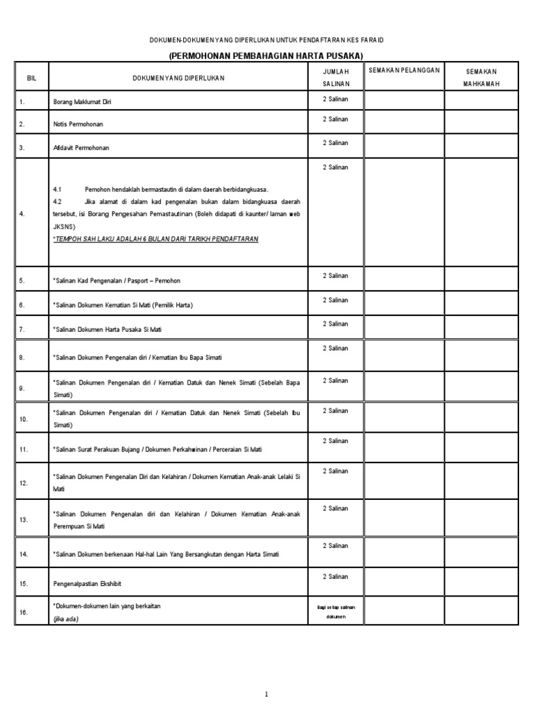 Permohonan Pembahagian Harta Pusaka | PDF