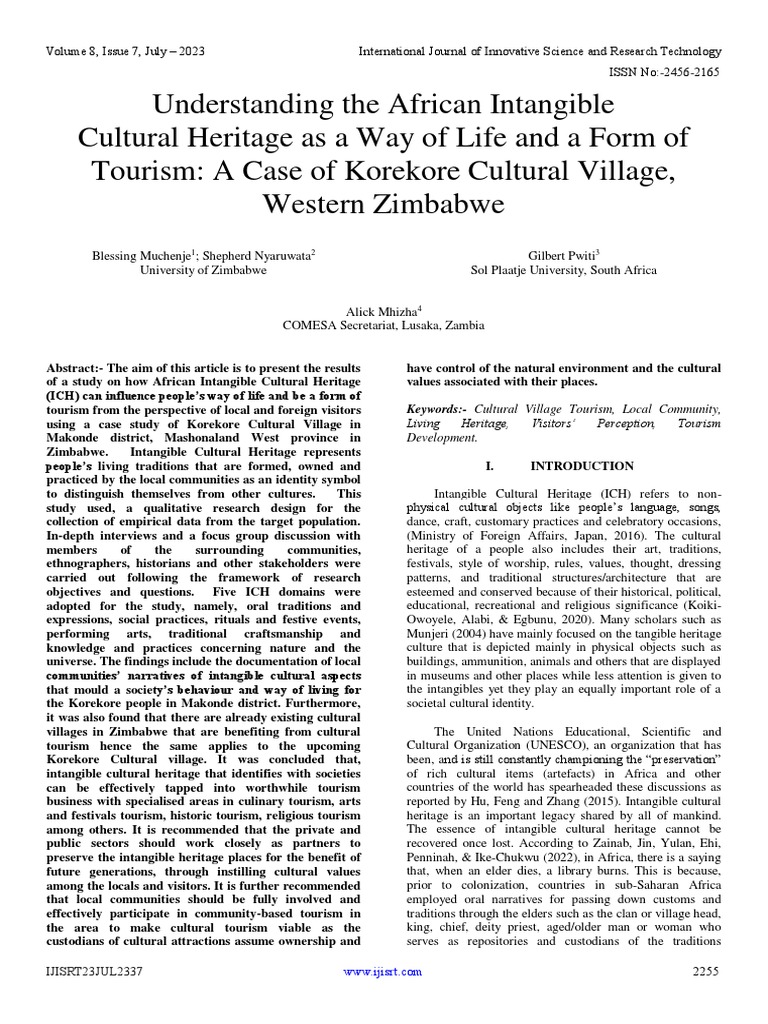 Understanding the african intangible cultural heritage as a way of life