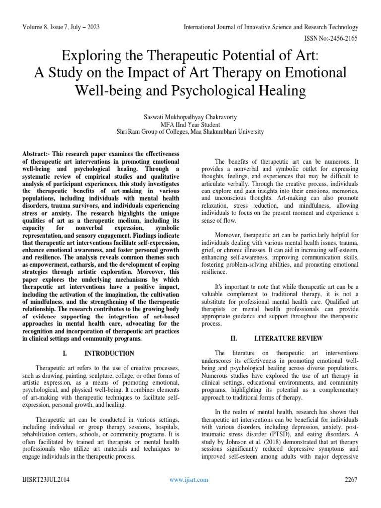 Exploring The Therapeutic Potential of Art: A Study On The Impact of ...
