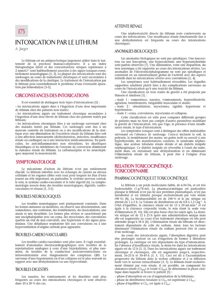 4 175 Intoxication Par Le Lithium | PDF