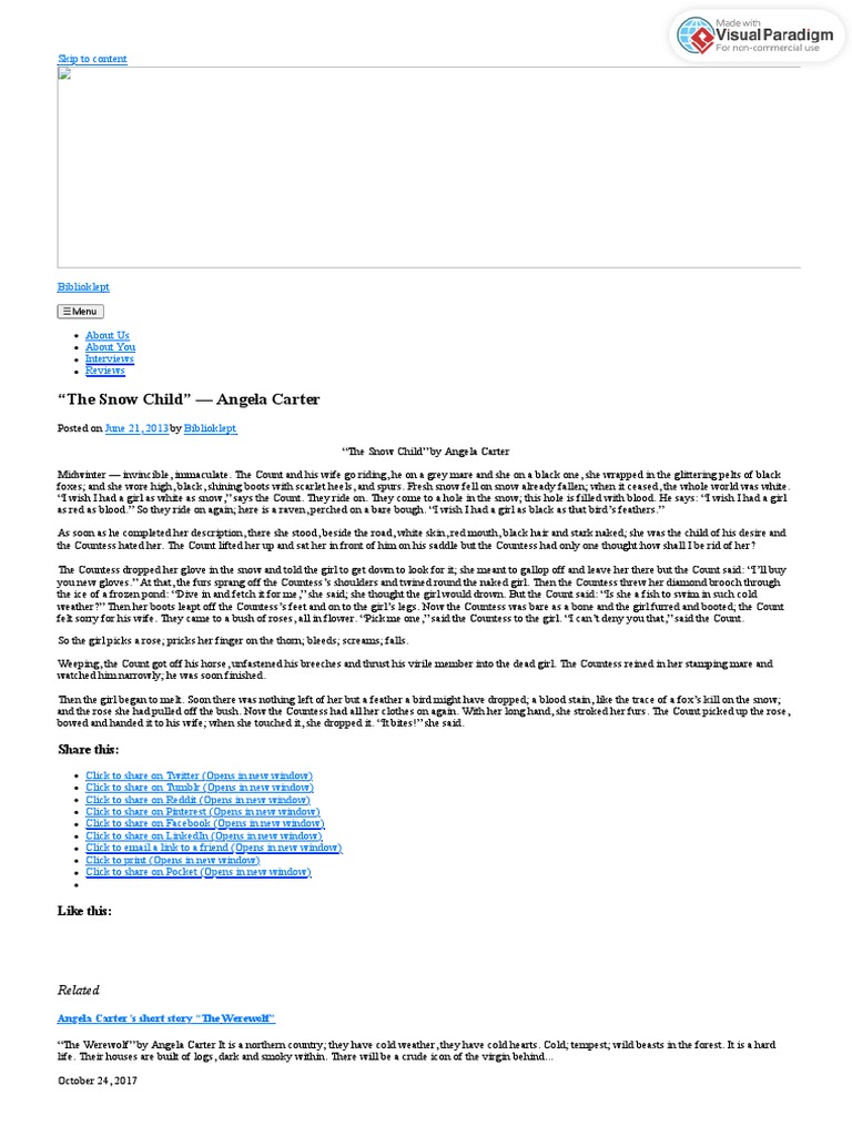 “The Snow Child” — Angela Carter Biblioklept1 PDF