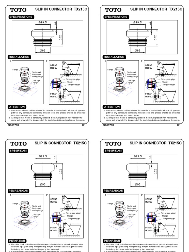 TX215C Slip In Connector Guide | PDF | Chemical Engineering | Liquids