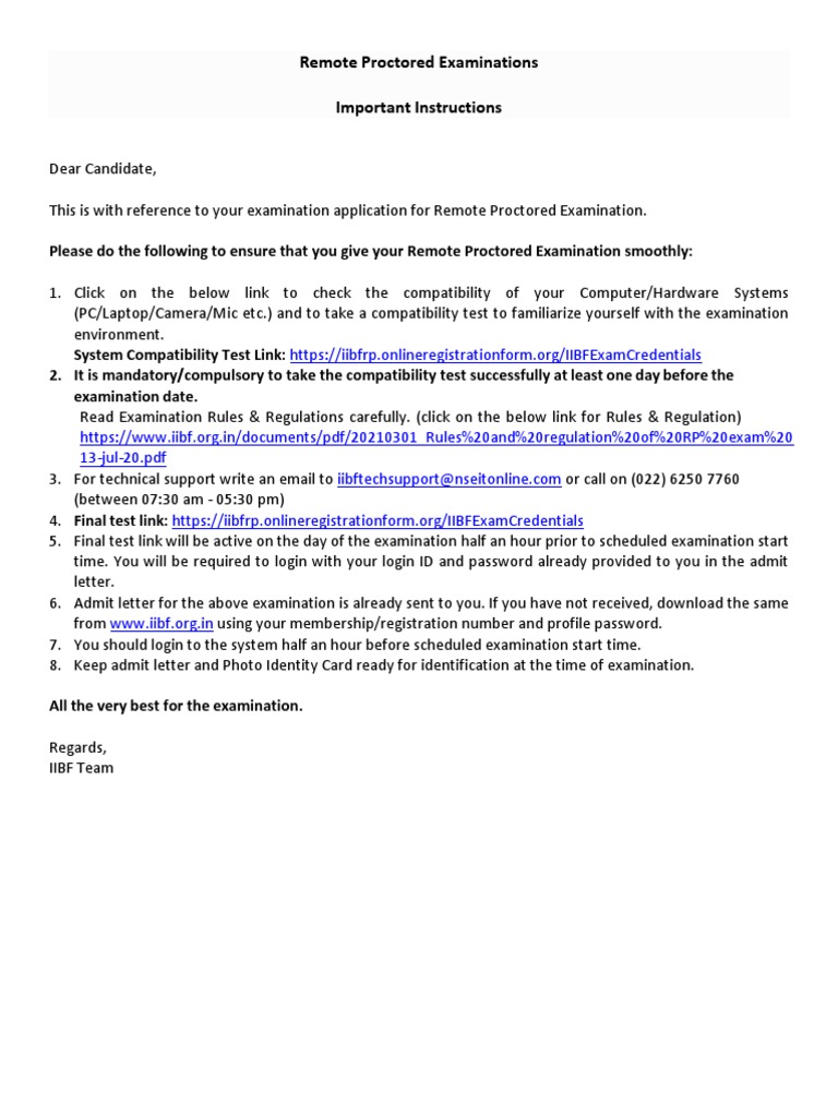 Remote Proctored Exam Instructions | PDF | Computers