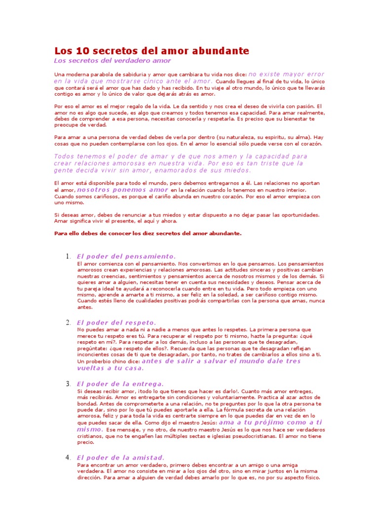 10 Secretos Del Amor Abundante | PDF | Amor | Verdad