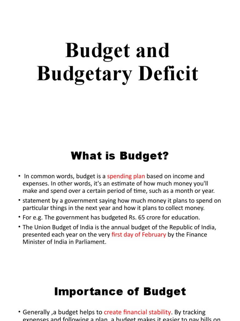 Budgetary Deficit Formula Class 12