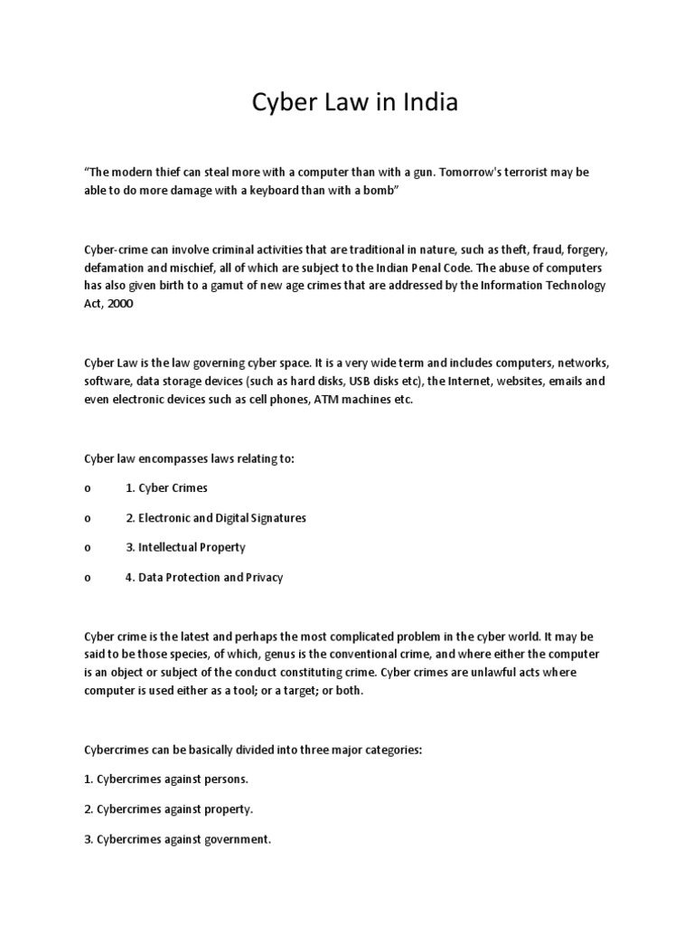 Cyber Law in India | PDF | Cybercrime | Identity Theft