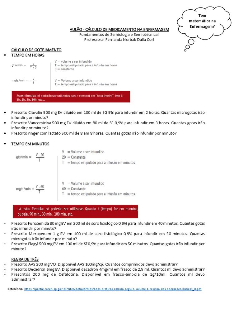 Cálculo de Medicação na Enfermagem | PDF