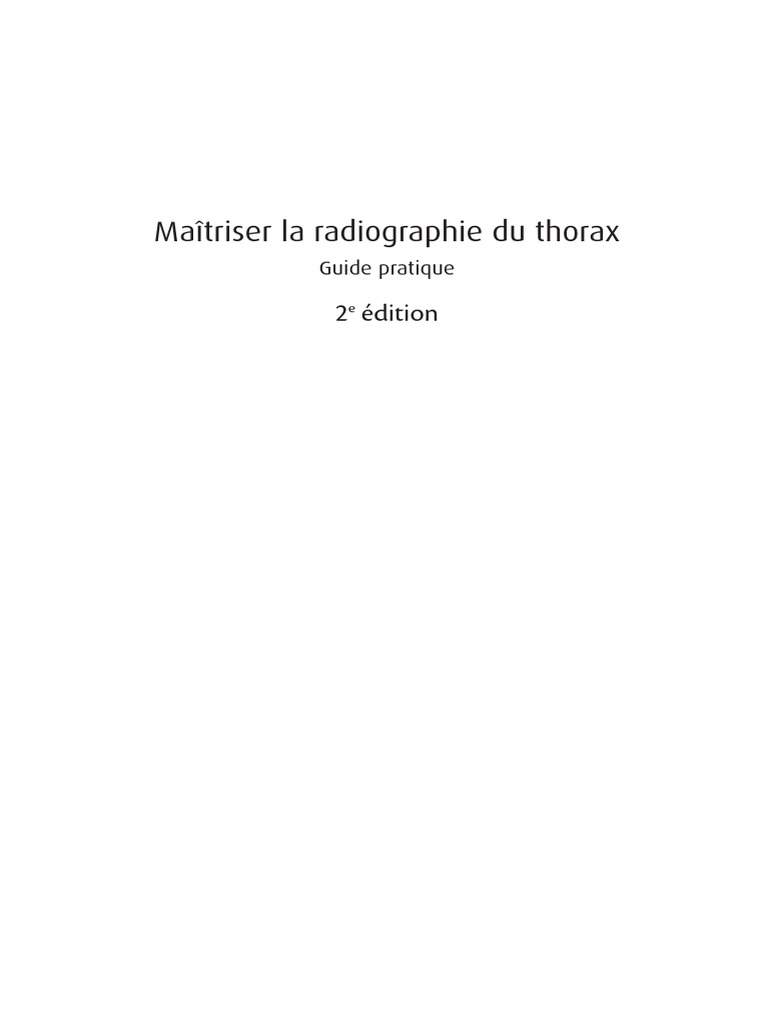 Guide pratique de radiographie thoracique | PDF | Poumon | Médecine ...