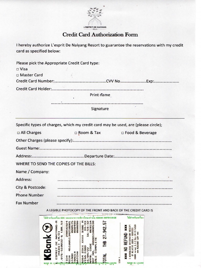 Credit Card Authorization Form | PDF