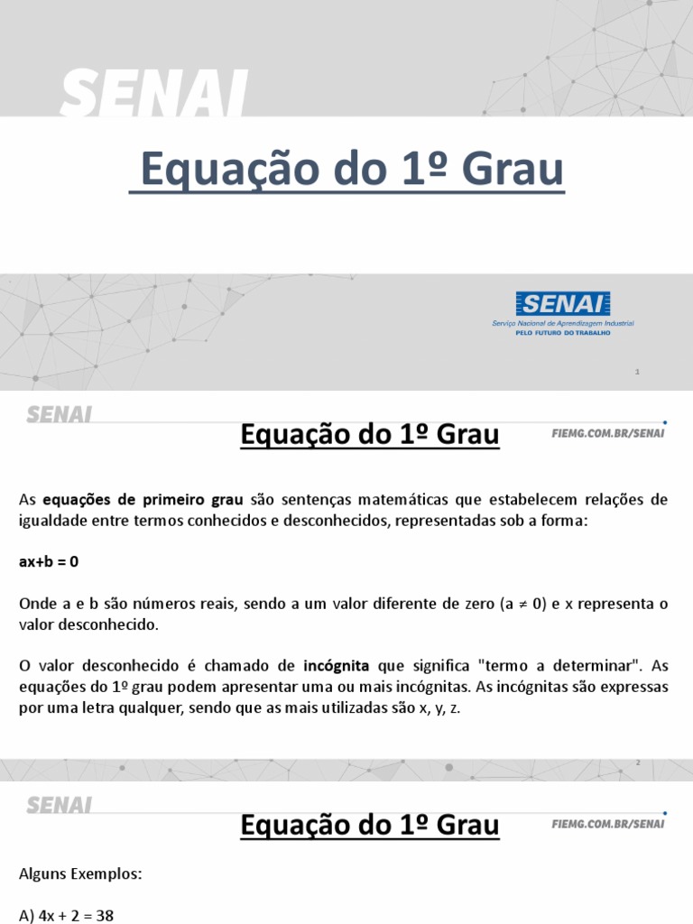 Equação Do 1º Grau | PDF