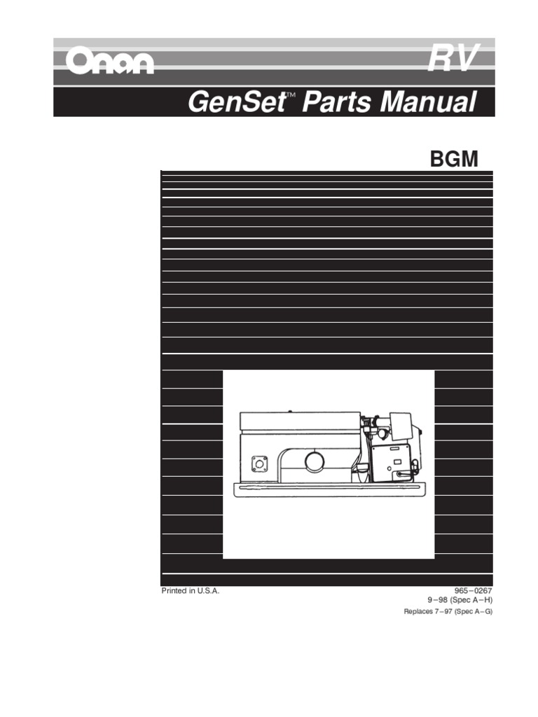 Onan Marquis Gold 5500 Parts Diagram