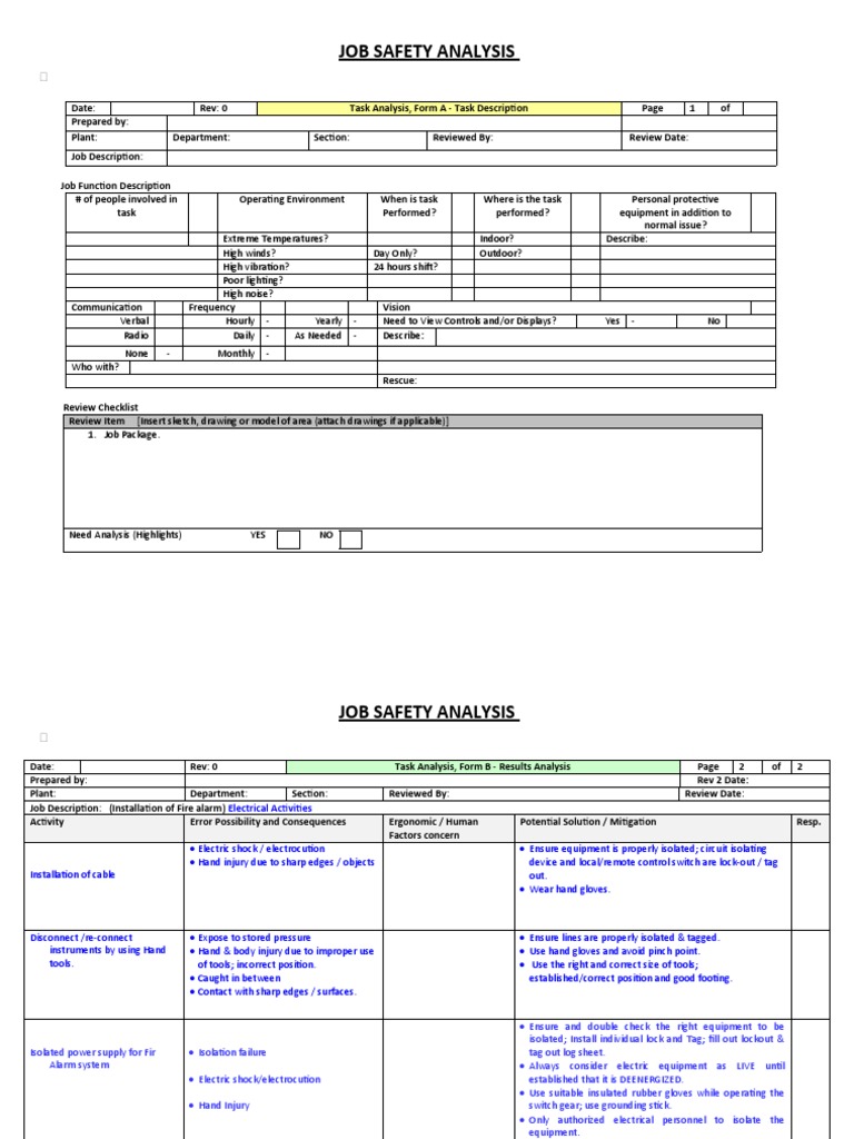 JSA Electrical Sample PDF