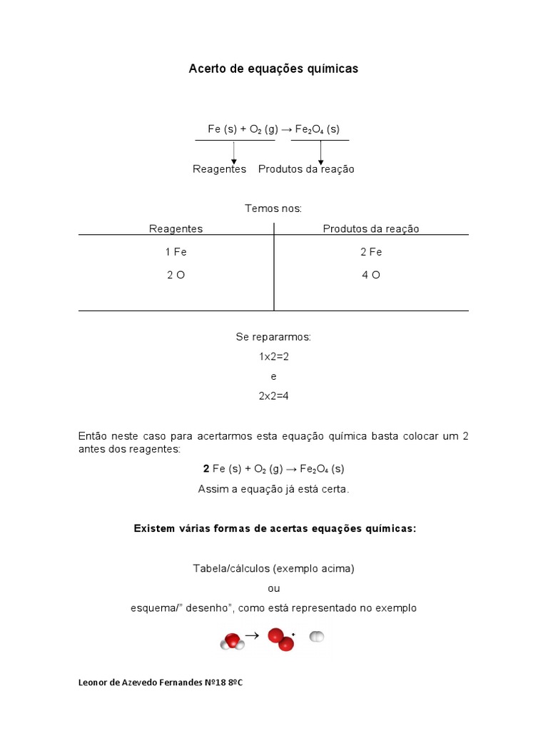 Guia de Acerto de Equações Químicas | PDF | Ciências e Matemática
