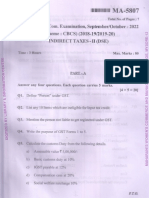 6th Sem Bcom Exam, Sept - Oct-2022 Indirect Taxes-II (DSE) MA-5807