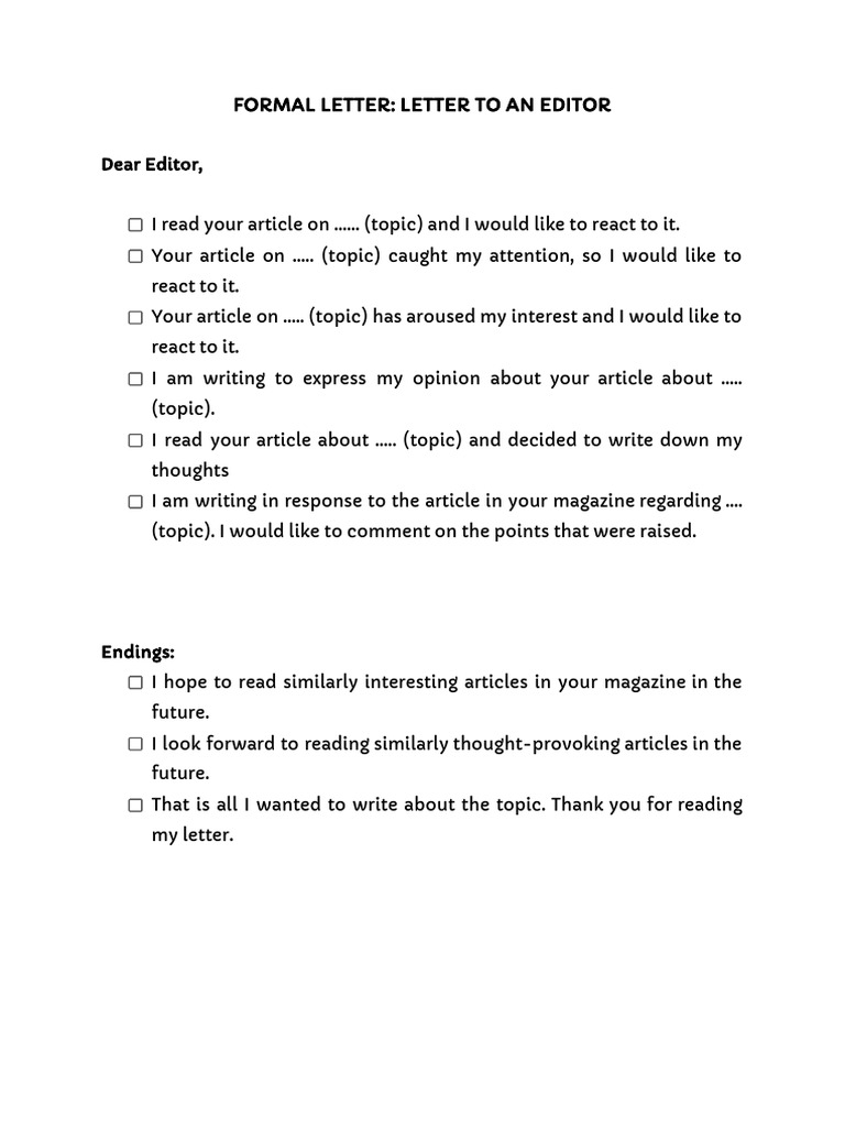 Letter To An Editor | PDF