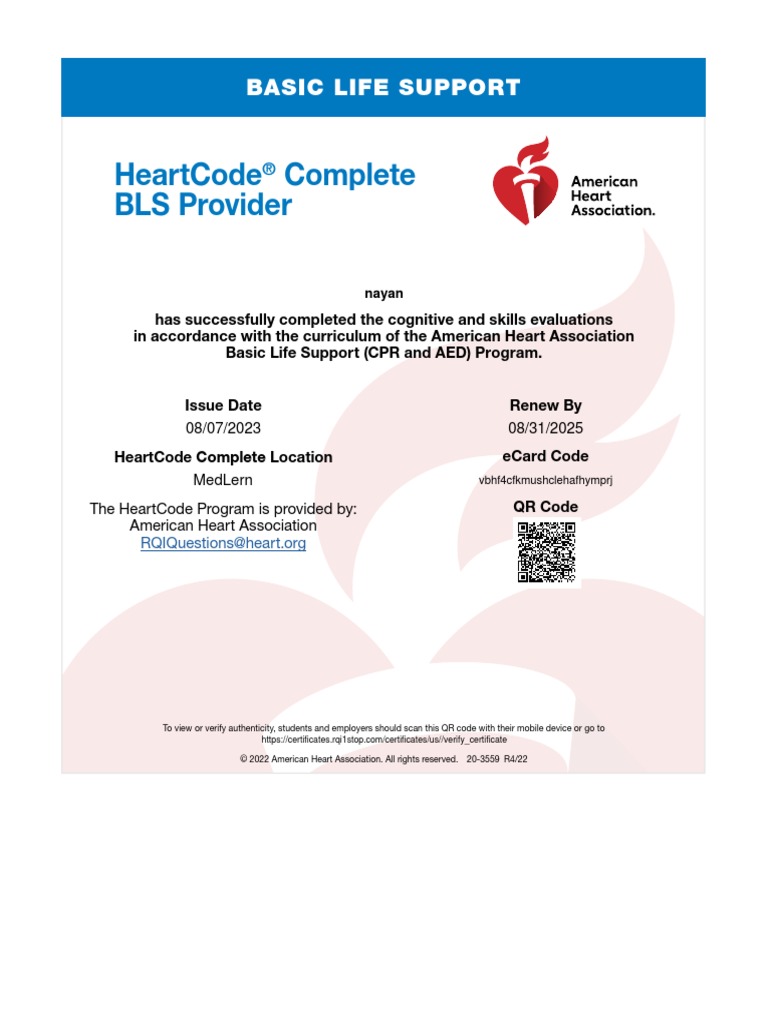 Heartcode Complete Bls Provider Basic Life Support PDF Medical
