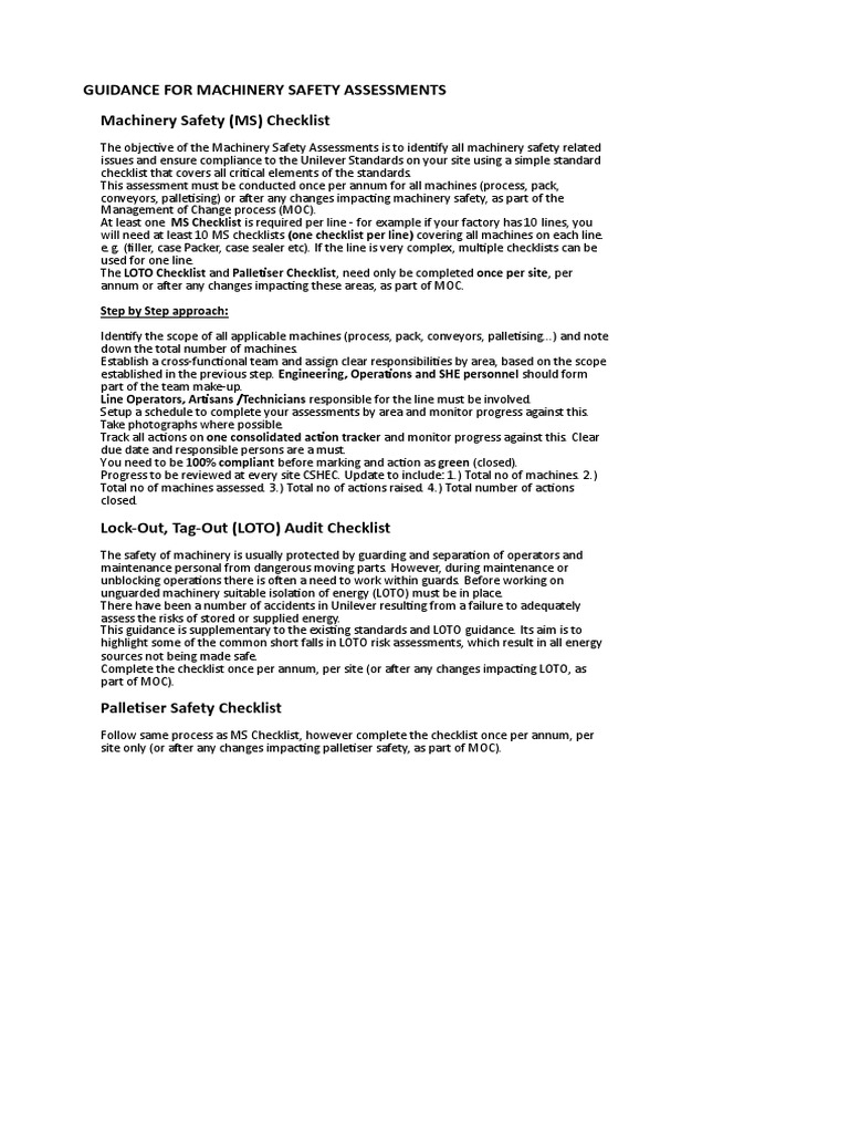Machinery Safety Assessment Guidelines | PDF