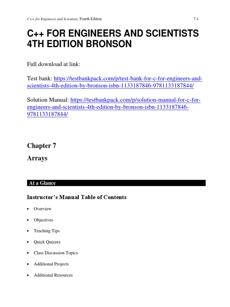 C++ for Engineers and Scientists, 4th Ed. | PDF