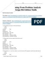 C++ Programming From Problem Analysis To Program Design 8th Edition Malik Test Bank Download