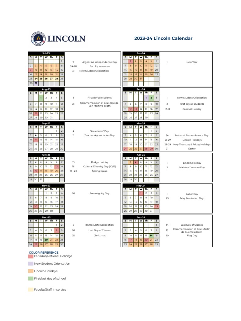2023-2024 Lincoln Calendar | PDF | Liturgical Calendar | Traditions