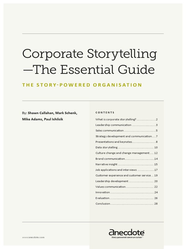 Corporate storytelling in marketing strategy