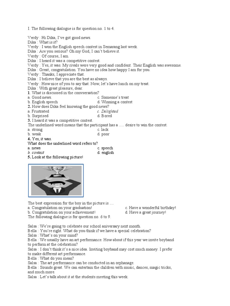 English Speech Contest Dialogue Analysis | PDF