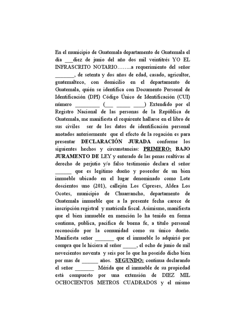 Machote Declaración Jurada | PDF