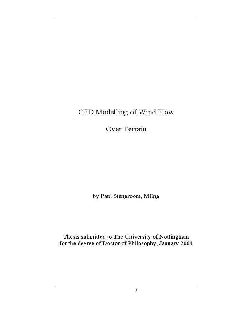 Stangroom 2004 Cfd Modelling Of Wind Flow Over Terrain Pdf