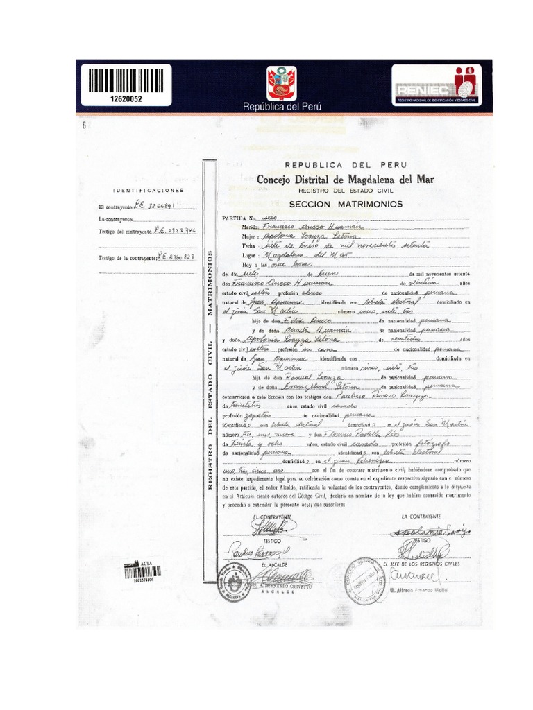Partida de Matrimonio | PDF