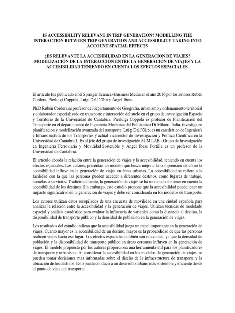 Reseña Generacion de Viajes PDF