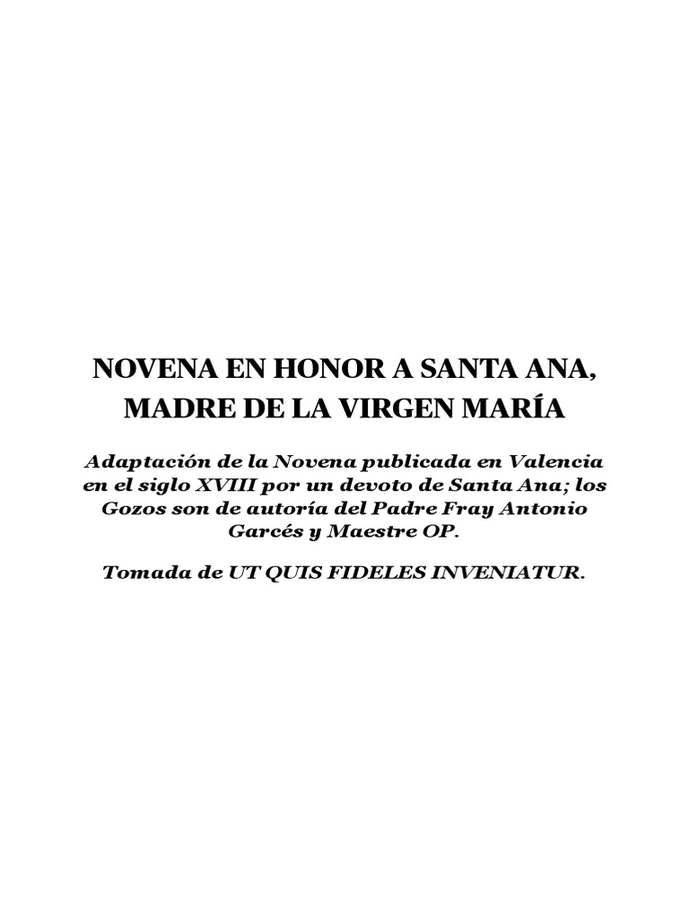 Novena A Santa Ana, Madre de La Virgen María | PDF