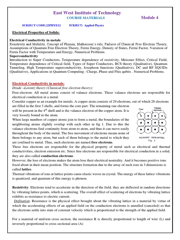 Module 4-Electrical Properties of Materials and Applications | PDF ...