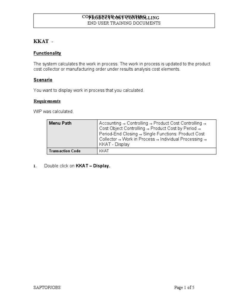 KKAT Display WIP For Product Cost Collective PDF Cost Computing