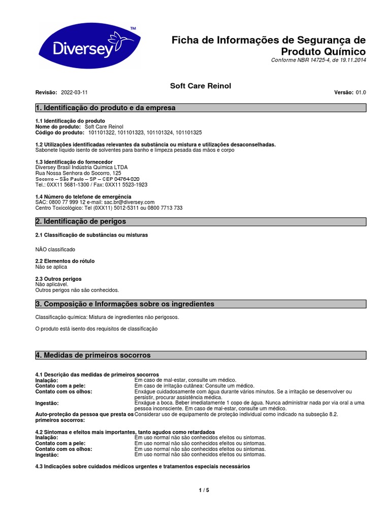 Softcare Reinol - Diversey | PDF