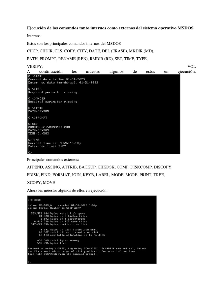 Comandos Internos y Externos de MSDOS | PDF