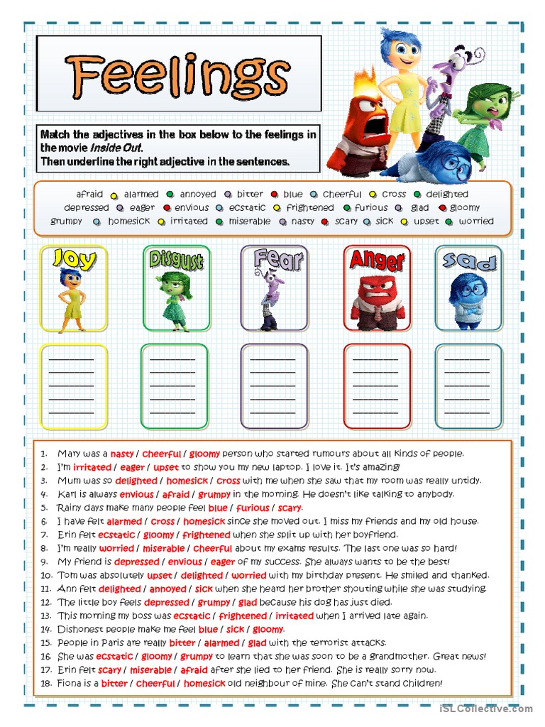 Inside Out Feelings and Emotions PDF