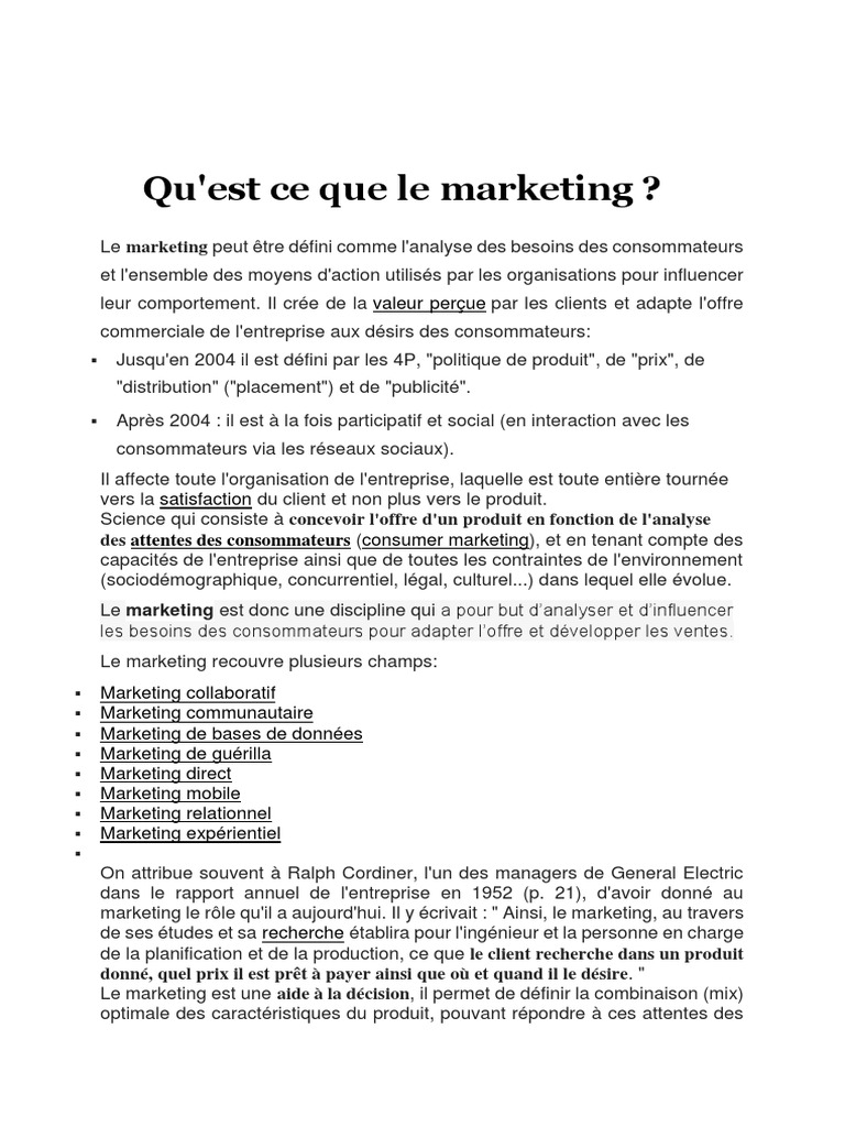 Module 3 Doc 1 | PDF | Commercialisation | Consommateurs