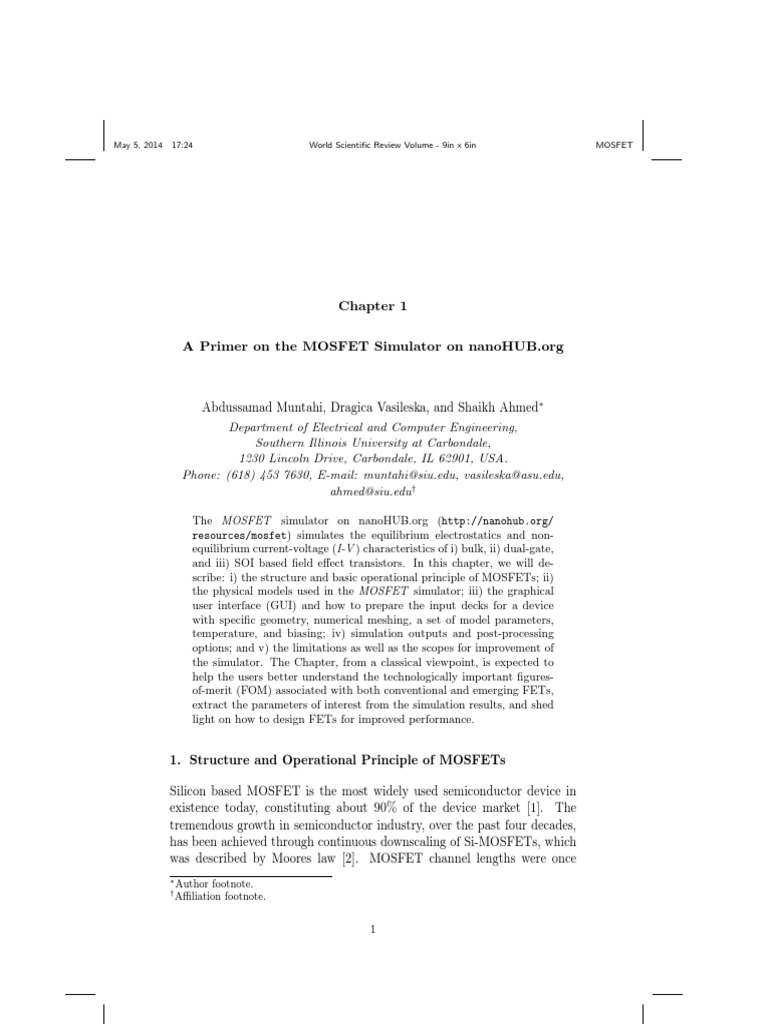 Mosfet Tool Primer Pdf Mosfet Field Effect Transistor