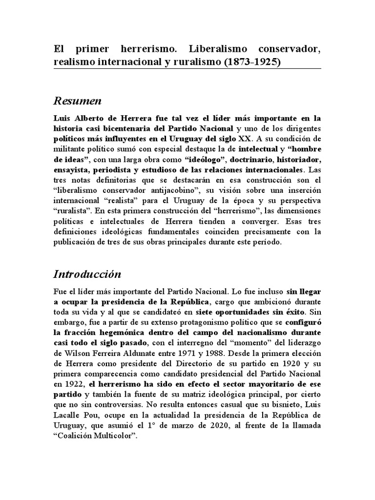 El Primer Herrerismo (18731925) PDF