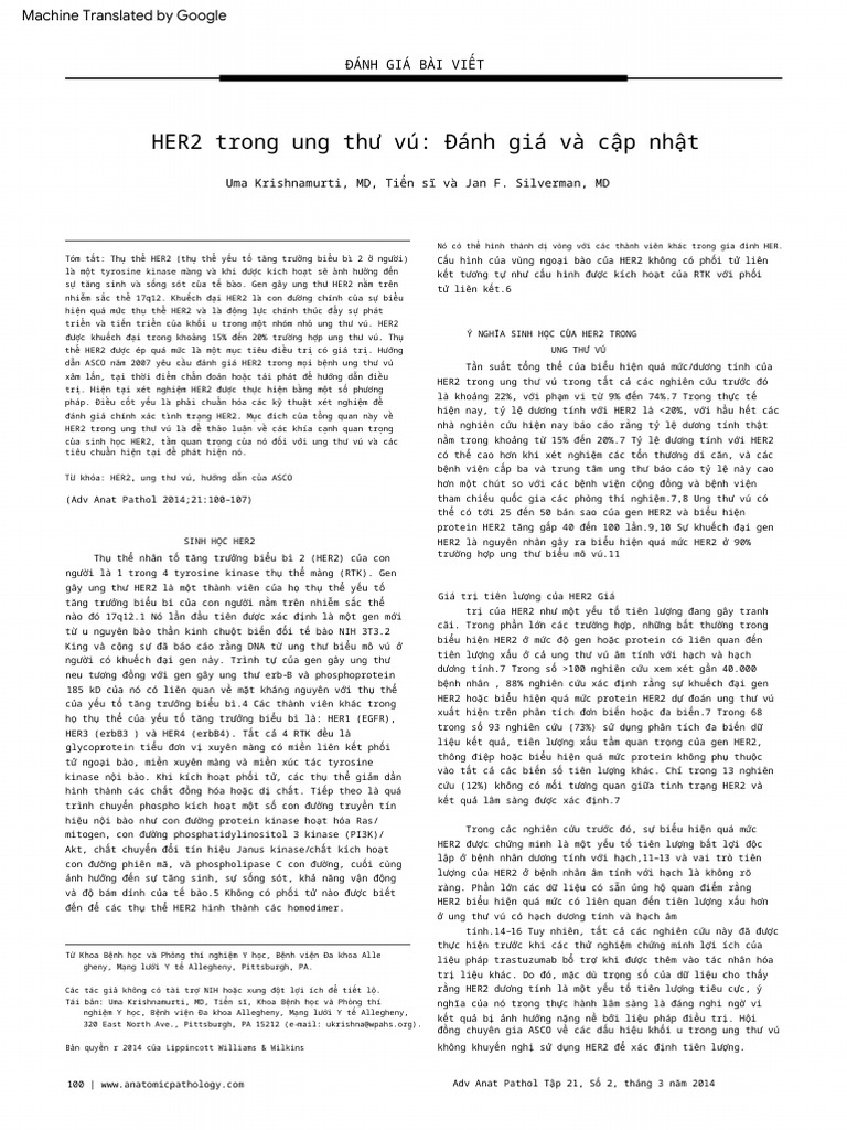 Her2 In Breast Cancer A Review And Update Pdf