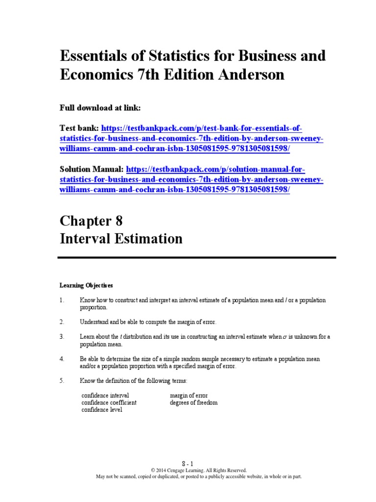 Essentials of statistics for business and economics 7th edition