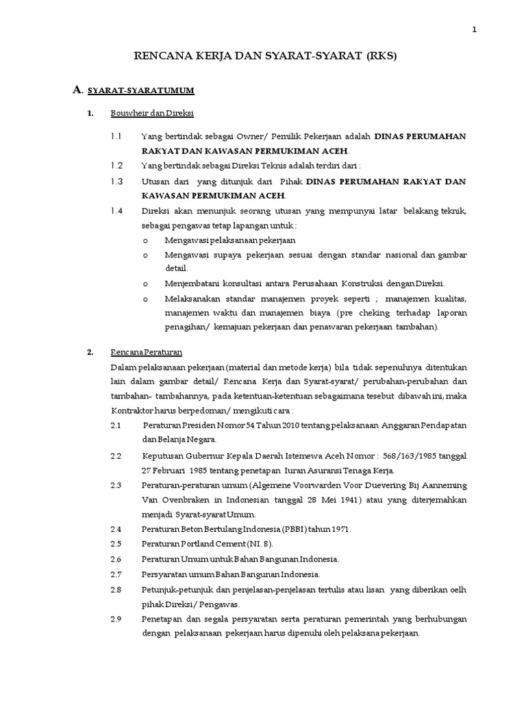 Rencana Kerja dan Syarat Proyek Konstruksi | PDF