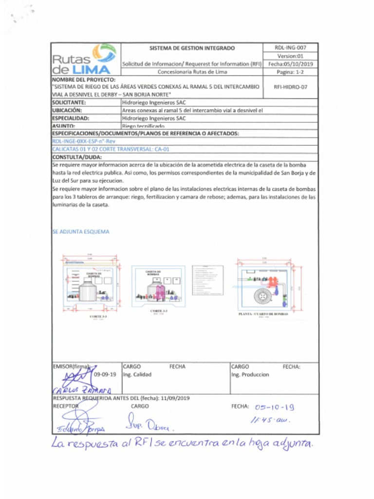 Rpta RFI-HIDRO-007-Rev.01 | PDF